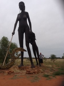Aboriginal Female with child and serpent in Aileron 