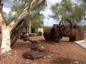 Old mining equipment on display in Pine Creek