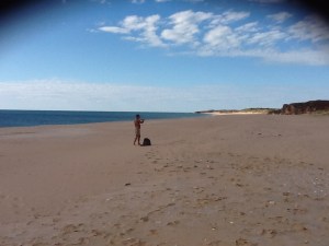 Enjoying the deserted beach at Barn Hill