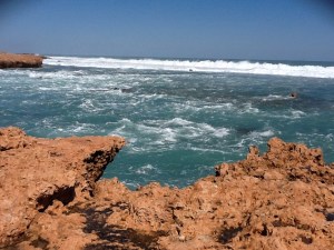The seas rushing into the bay....no swimming today