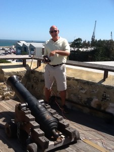 Honorary Gunnery Officer Steve getting ready to set off the canon to signal 1pm