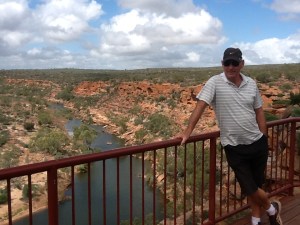 Looking down into the gorge at Kalbarri, beautiful colours and rock formations