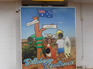 Road house stop for coffee - Jane having fun!