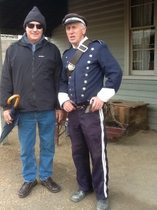 Chatting with the local constabulary, note the beanie!